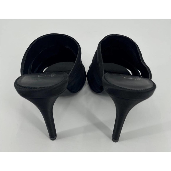 Pedro Garcia Heels Black Satin Stiletto Sz 7 37 NEW NWOB N22 - Picture 4 of 6